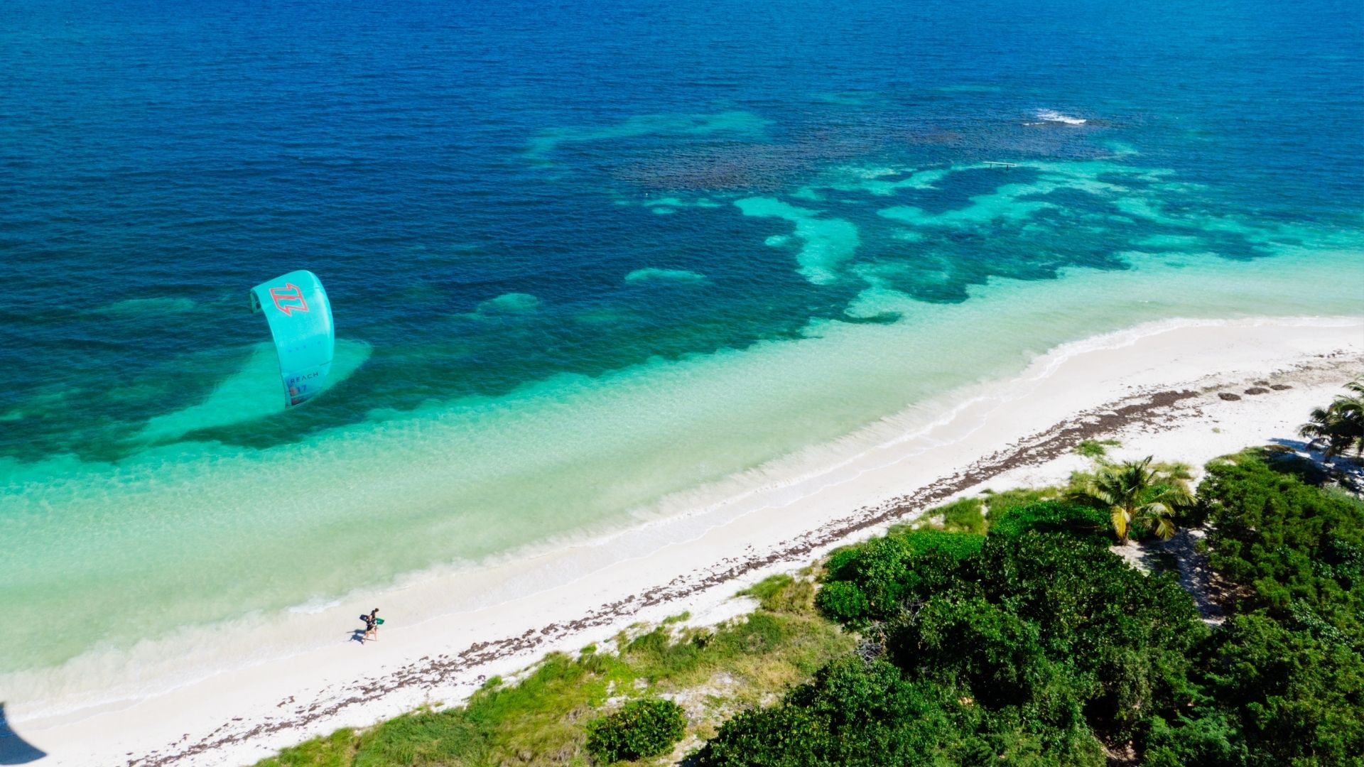 Kitesurfing at Jabberwock Beach, Antigua